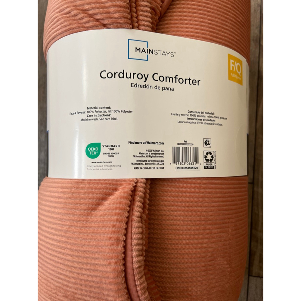 NEW Mainstays Super Soft Terracotta Corduroy Comforter Full/Queen - Picture 9 of 9